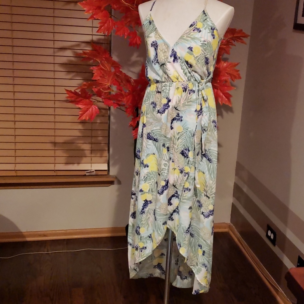 SCOBE GREEN PTRNO 39 HIGH LOW DRESS